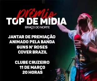 Entrega do Prêmio Top de Mídia em Braço do Norte/SC com Guns n Roses Cover Brazil