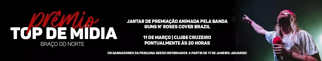 Entrega do Prêmio Top de Mídia em Braço do Norte/SC com Guns n Roses Cover Brazil